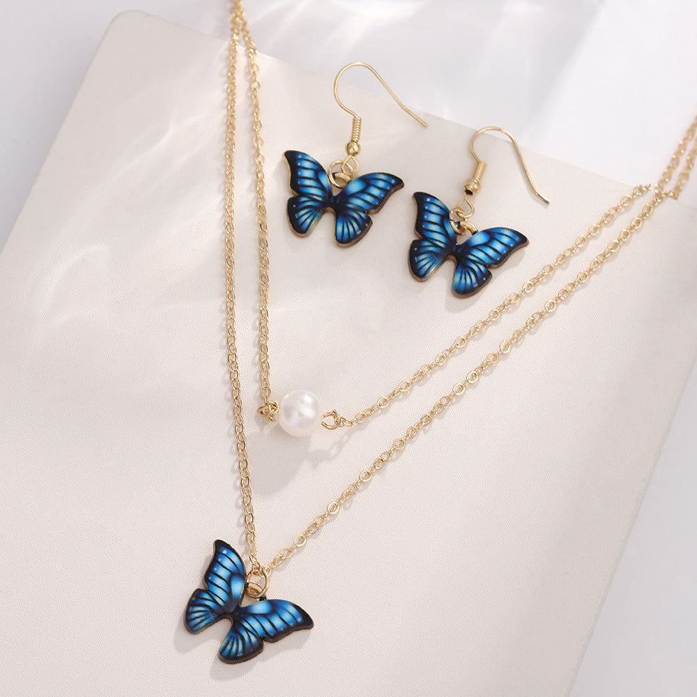 UNI-10542 - Blue Butterfly Gold  - Jewelry Set