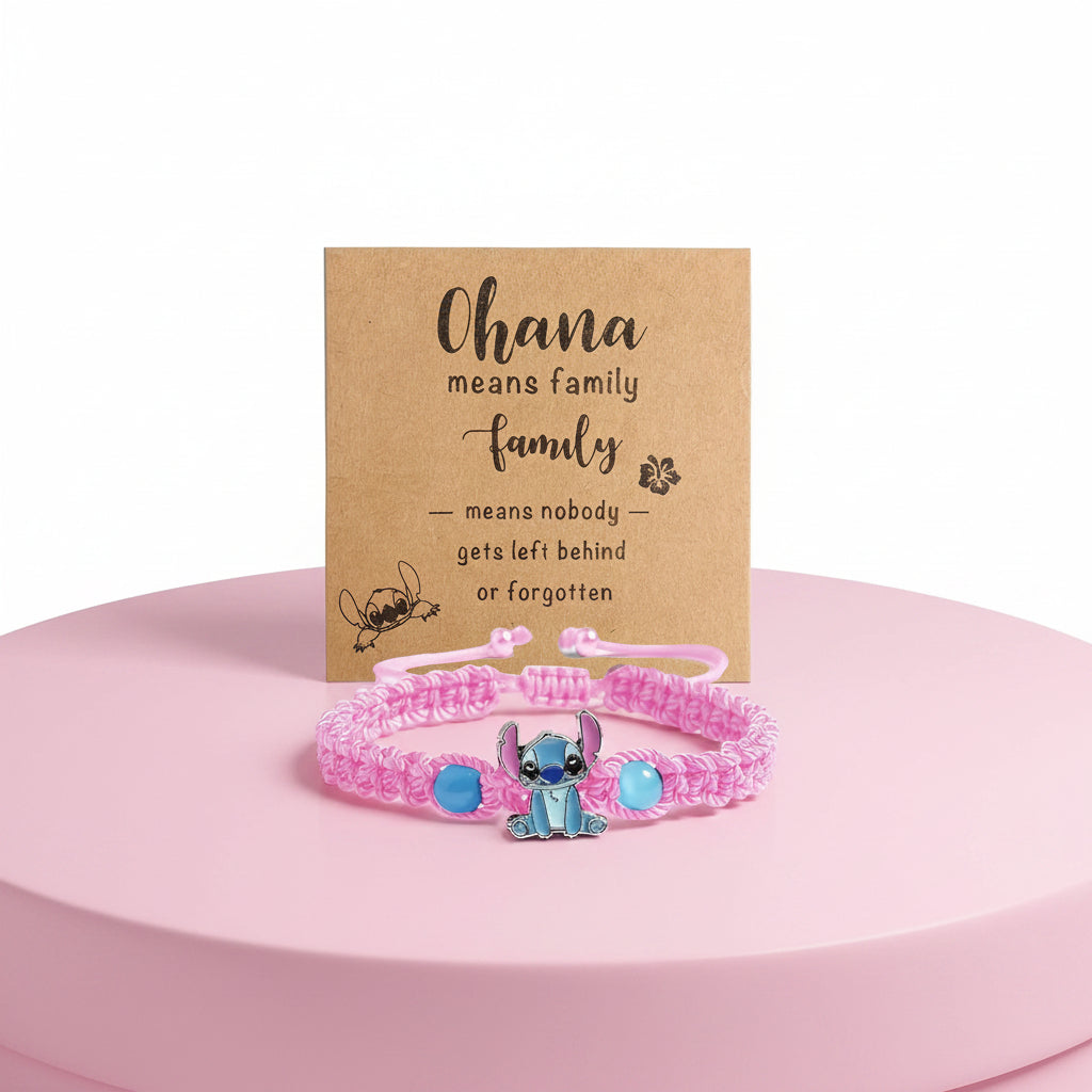 UNI-12434 - Pink Stitch Animal Ohana Means Family - Bracelet