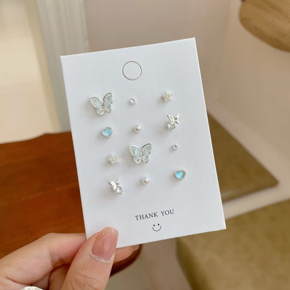 UNI-11900 - Blue Butterfly  & Cuties - Ear Studs Set Of 12