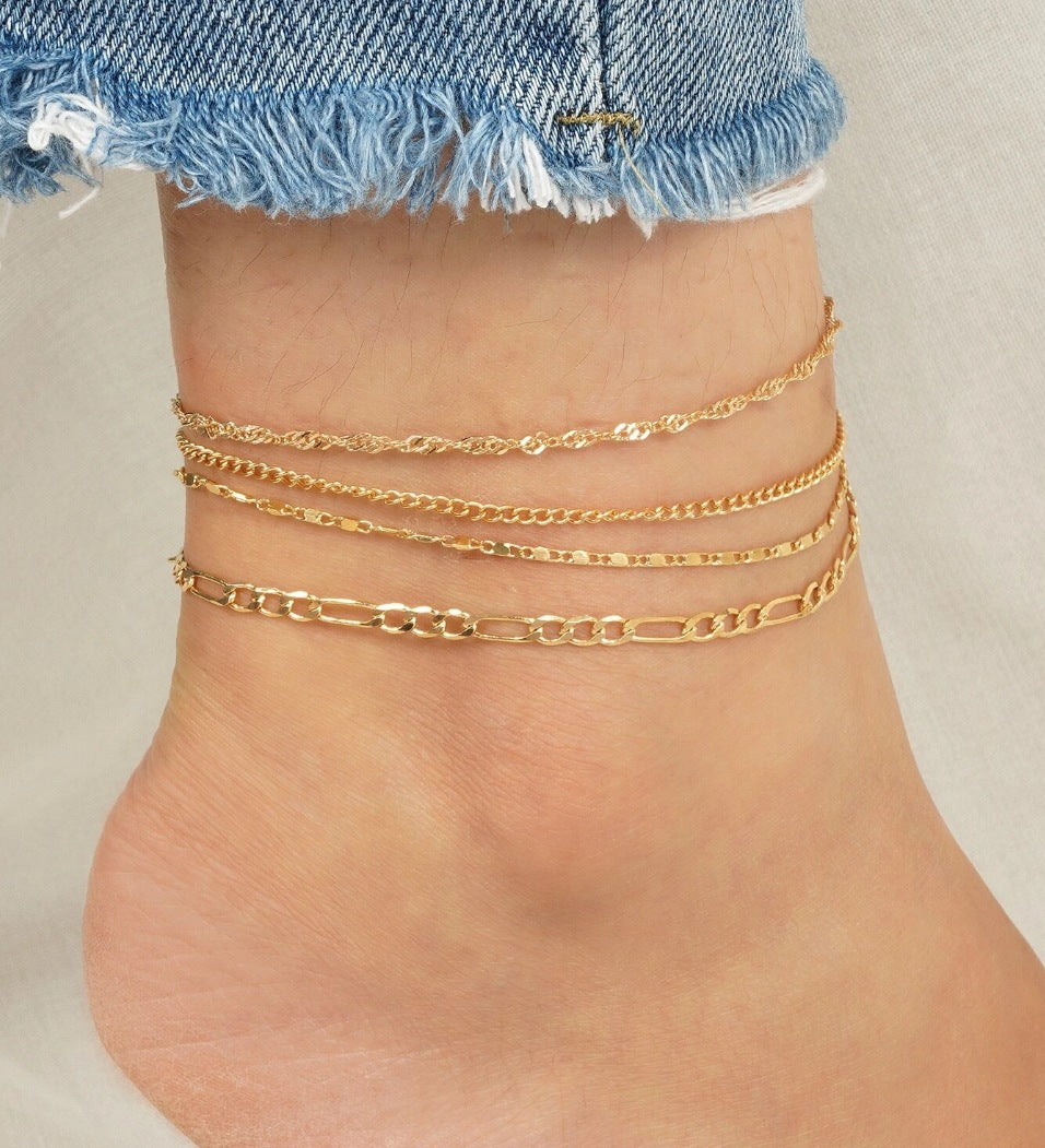 UNI-10671 - Gold Layer  - Anklet Set of 4