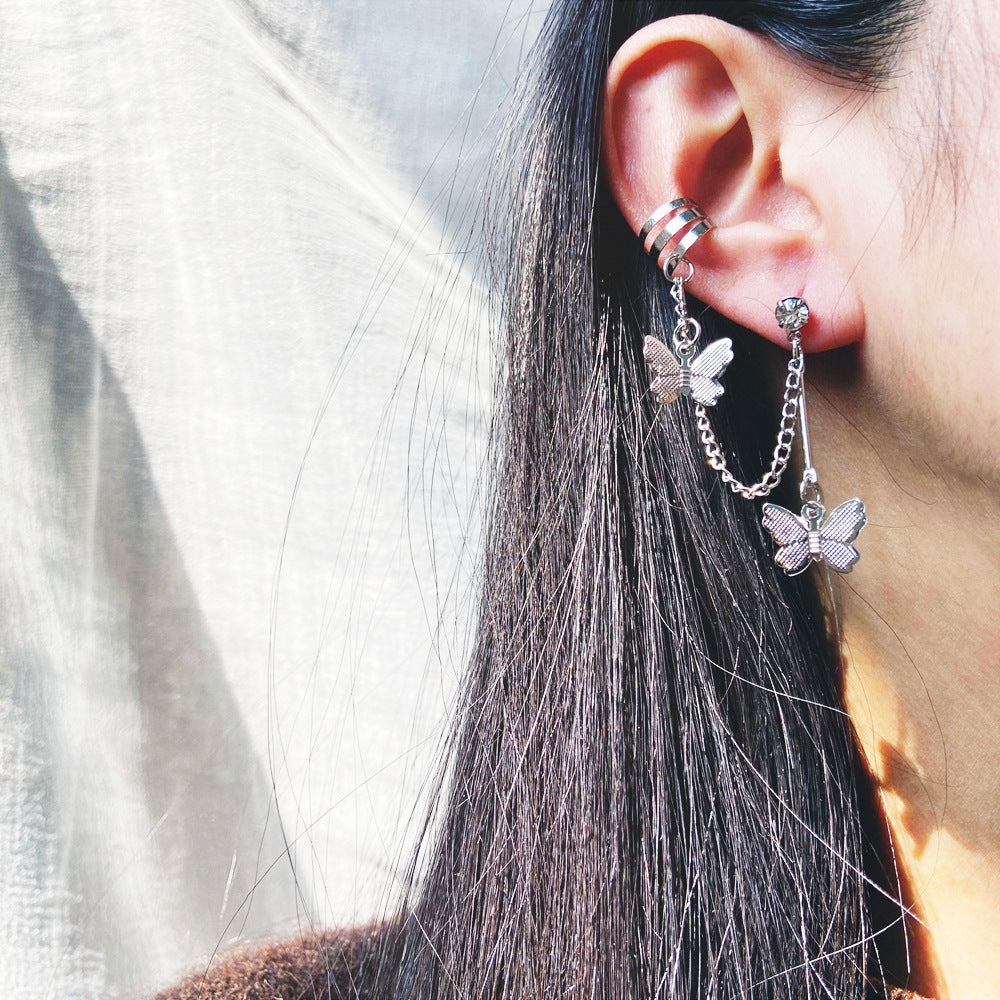 UNI- 11187  - Butterfly Silver Foil Ear Cuff  - Earring