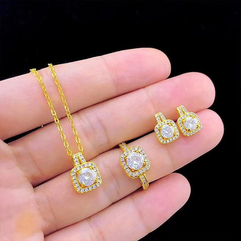 UNI-11024 - Square Diamond Gold - Jewelry Set