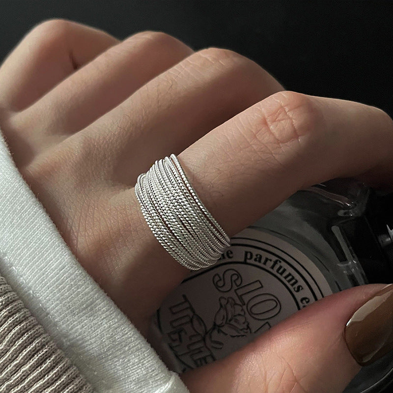 UNI-12681 - Silver Multi Layered - Ring