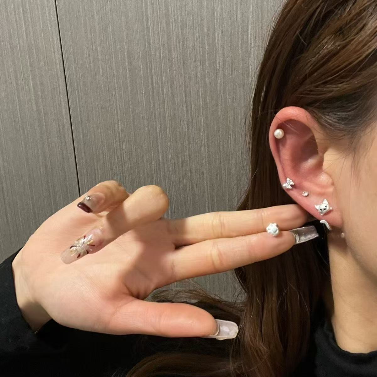 UNI-11898 - Bow & Animal - Ear Studs Set Of 6