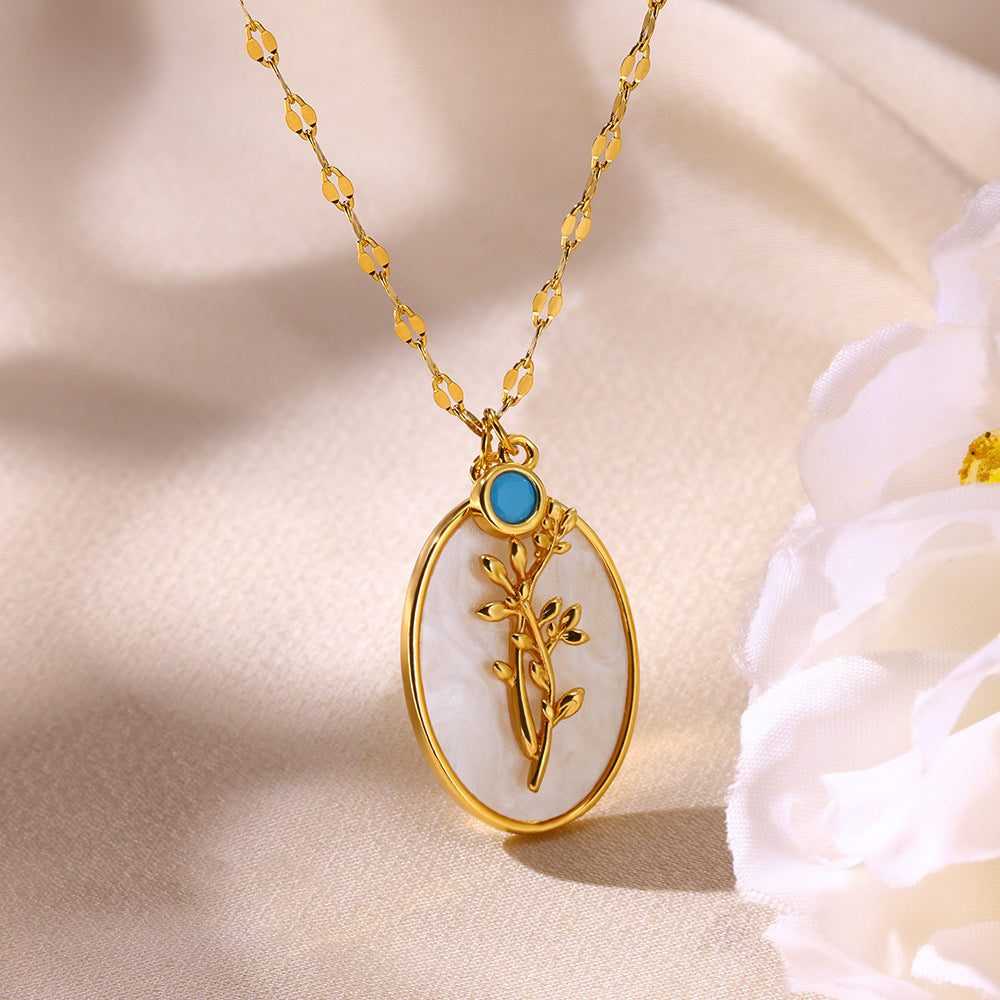 SS-12593 - Gold Flower Series Blue - Necklace
