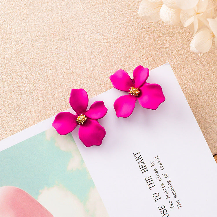 UNI-10897-2 - Hot Pink  Flower - Earring