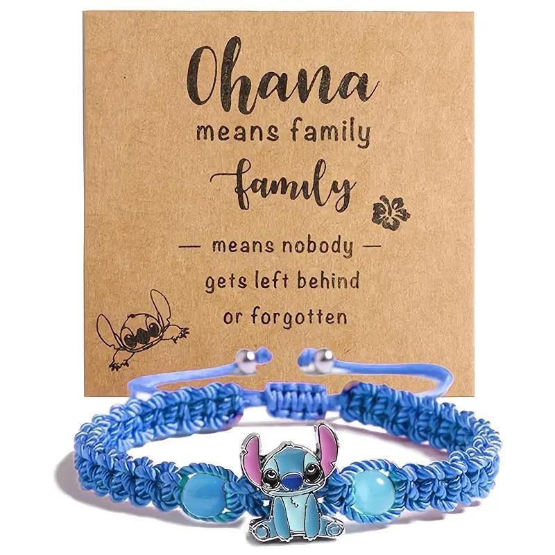 UNI-12431 - Dark Blue Stitch Animal Ohana Means Family - Bracelet