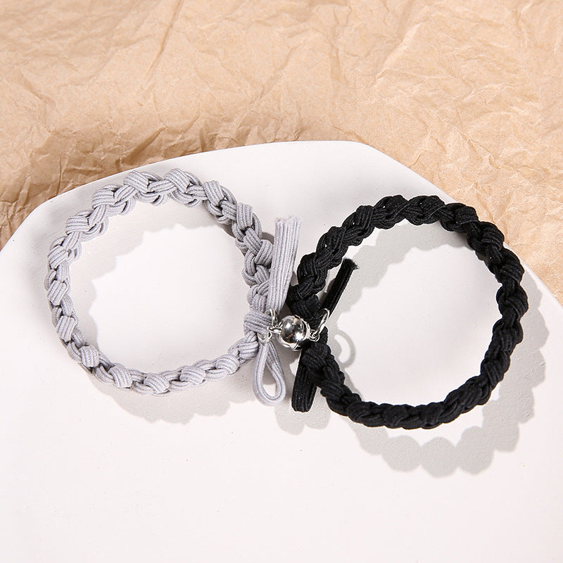 UNI-11734 - Grey & Black Elastic Magnetic - Bracelet Set