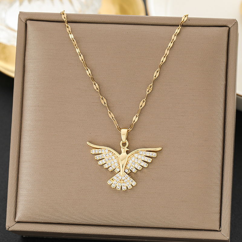 SS-11873 - Phoenix Bird Diamonds Gold - Necklace