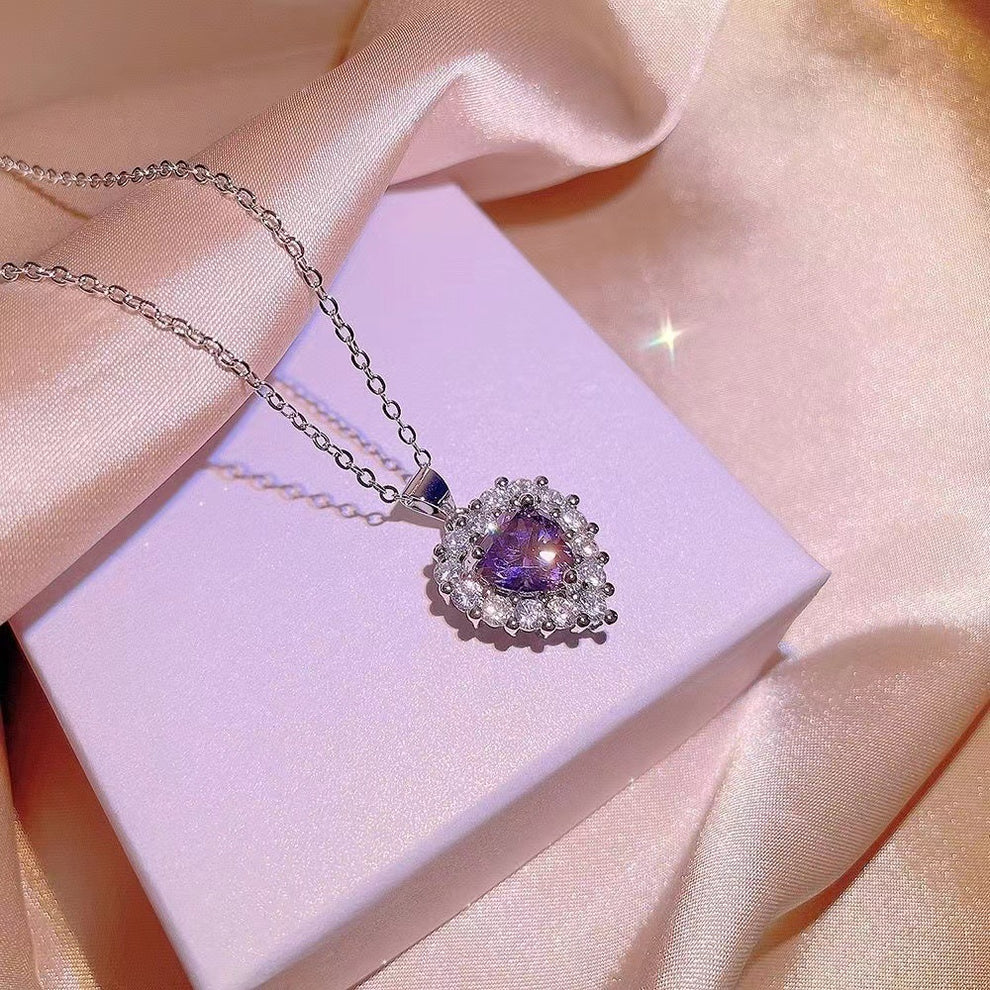 UNI-11038-2 - Heart Purple Dimond - Necklace