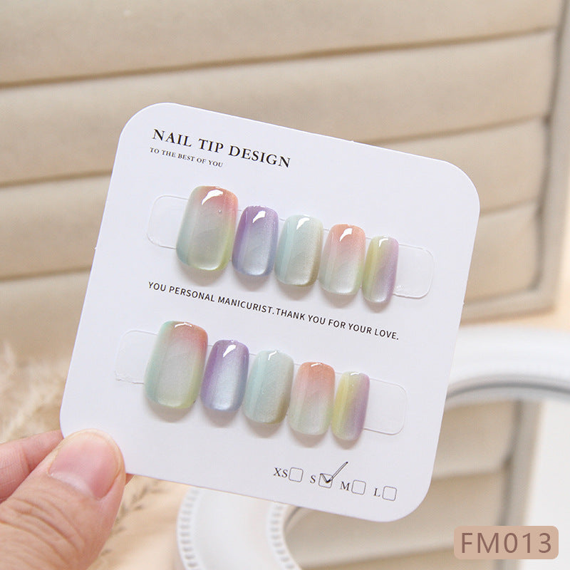 N-465 - Watercolor Gradient Color  - Press On Nail Set Of 24 - Free 24 Pcs Sticker Sheet Included