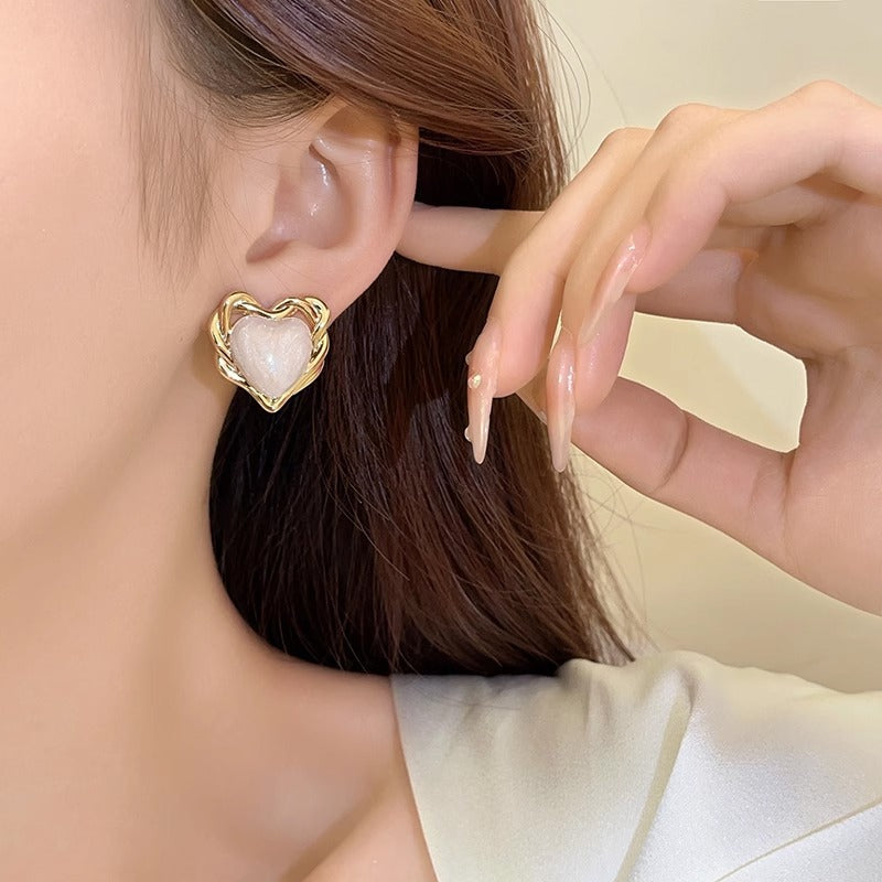 UNI-12258 - Pastel Glam Heart Gold - Earring