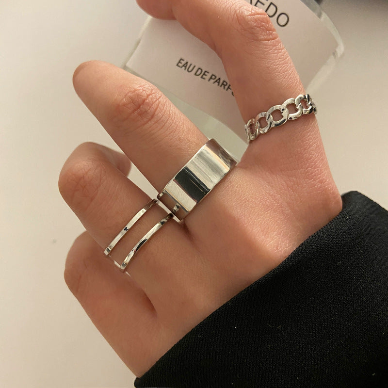UNI-10165-9  - Classy Silver Foil - Ring Set Of 3