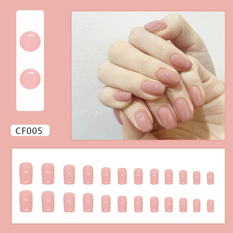 N-229 - Solid Pink- Press On Nail Set Of 24 - Free 24 Pcs Sticker Sheet Included