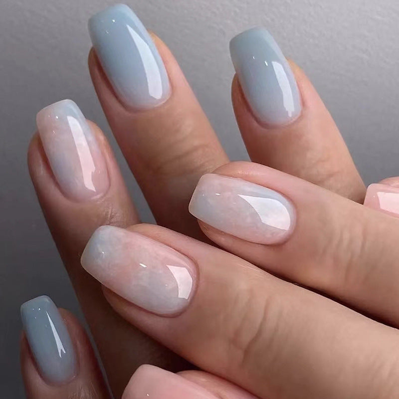 N-104- Pastel Pink & Blue - Press On Nail Set Of 24