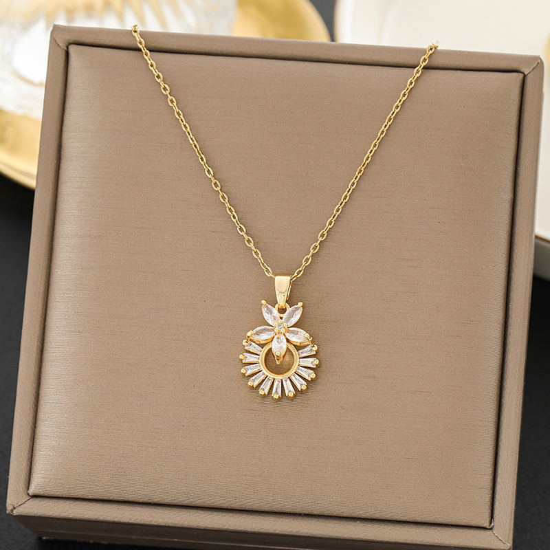 SS-11878 - Dimond's Flower & Gold - Necklace