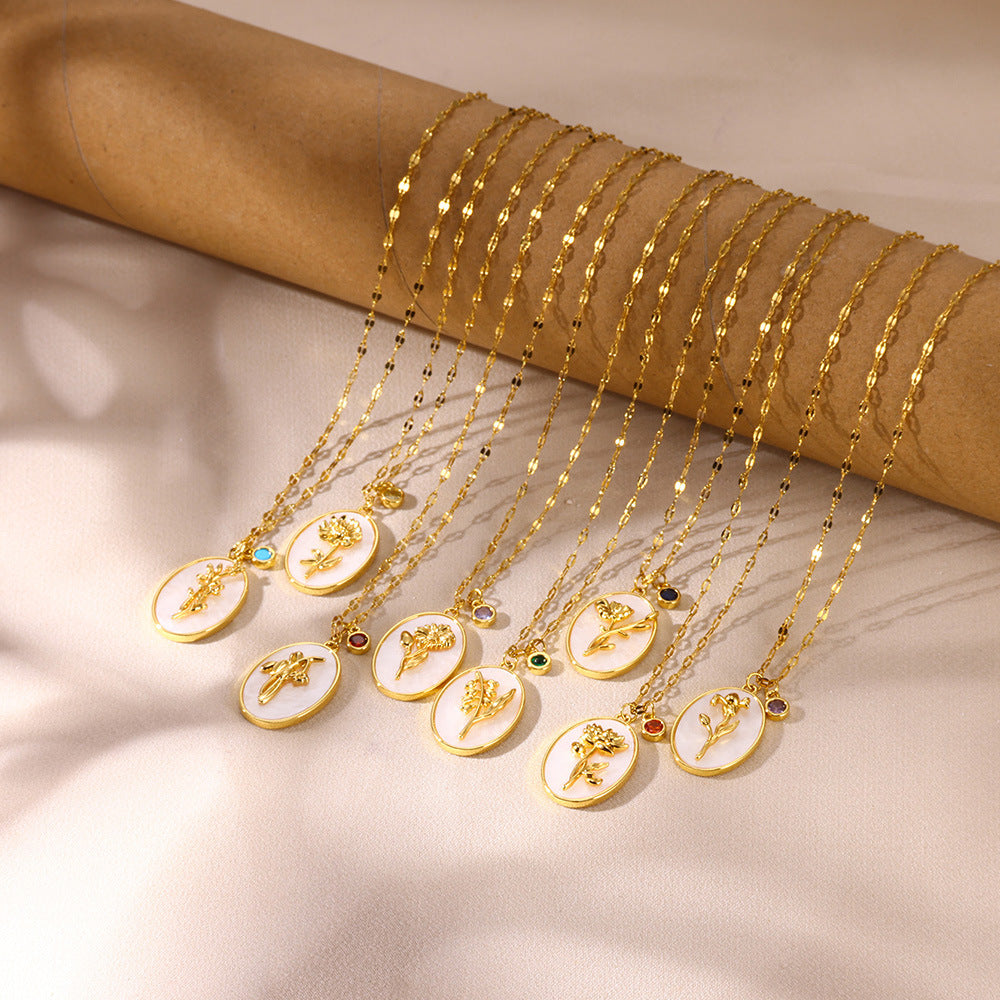 SS-12593 - Gold Flower Series Blue - Necklace