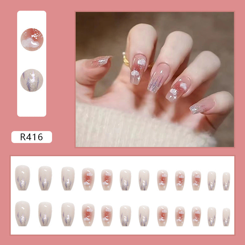 N-167 - Fantasy Sparke & Clouds - Press On Nail Set Of 24