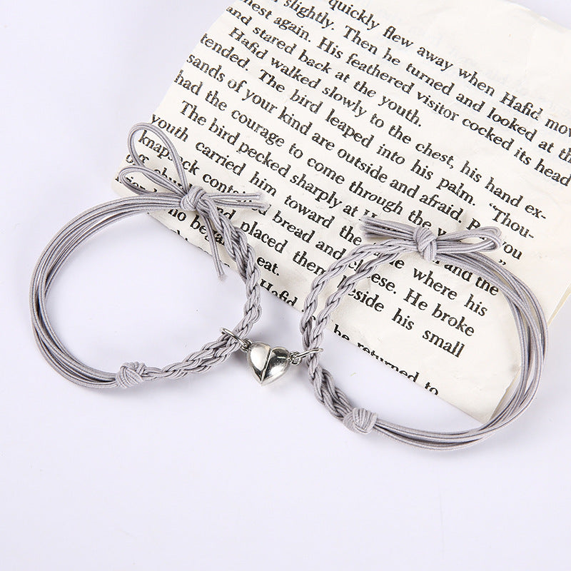 UNI-11750 - Grey Magnetic Heart - Bracelet Set