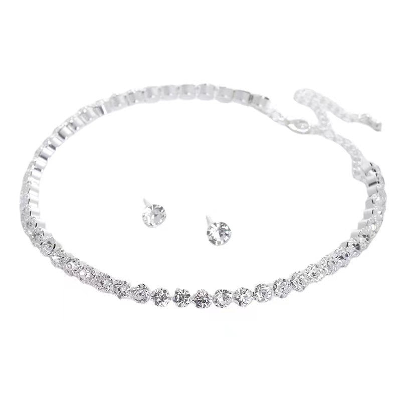 UNI-11931 - Crystal Diamonds Silver - Jewelry Set Of 3
