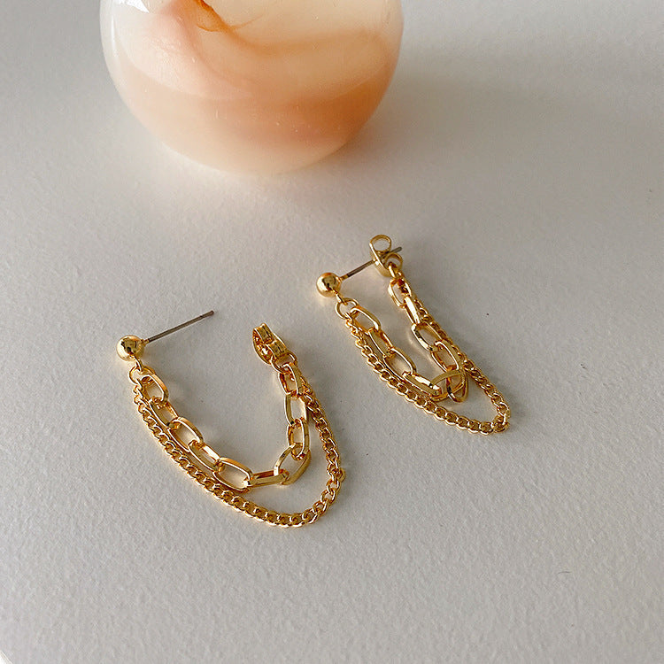 UNI-10920 - Gold Dangling Chain - Earring