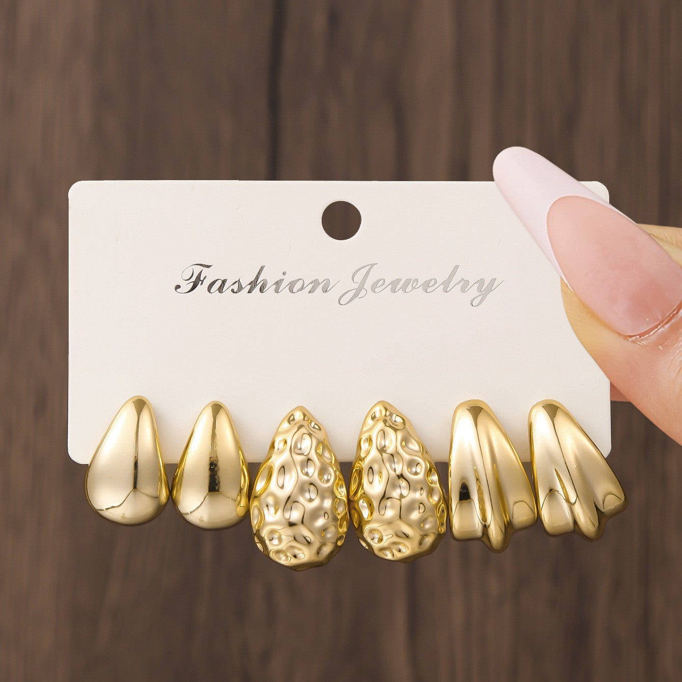 UNI-12049 - Gold Foil Series Hoop - Earrings Set Style