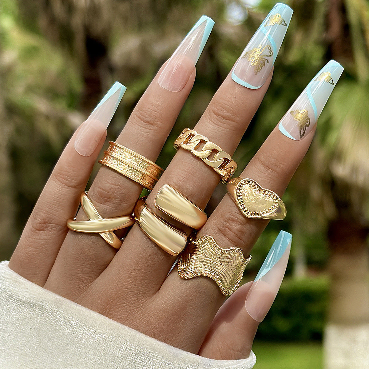 UNI-11111 - Luxury Gold - Ring Set Of 6 - Style  2