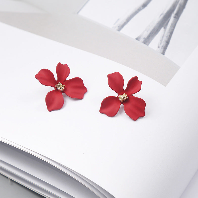 UNI-10897-6 - Red Flower - Earring
