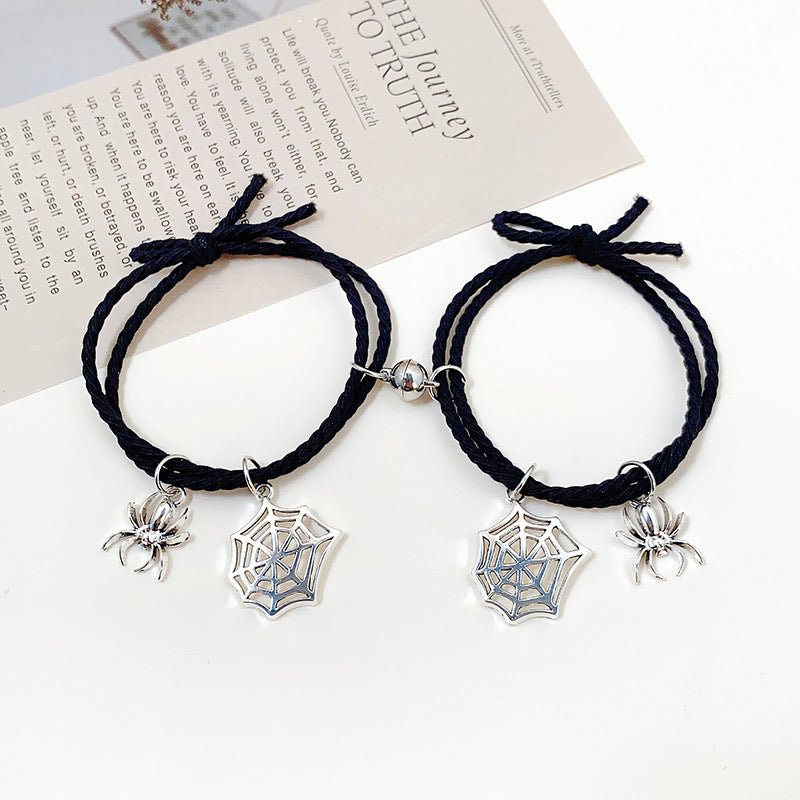 UNI-11771 - Spider Charms Black Magnetic -  Bracelet Set