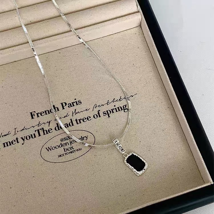 UNI-11966 - Titanium Steel Fancy Black & Silver - Necklace