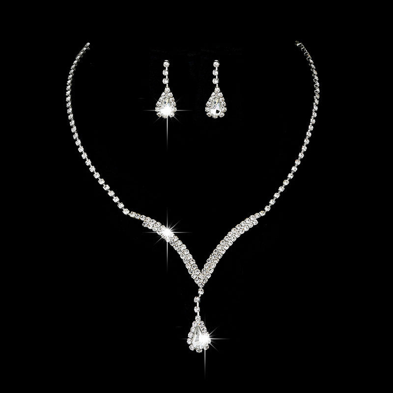 UNI-11350 -White Diamonds Silver  - Jewelry Set
