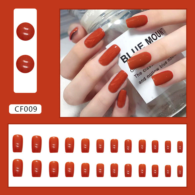 N-232 - Bright Red - Press On Nail Set Of 24 - Free 24 Pcs Sticker Sheet Included