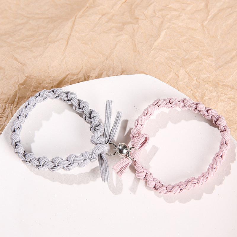 UNI-11735 - Grey & Pink Elastic Magnetic - Bracelet Set