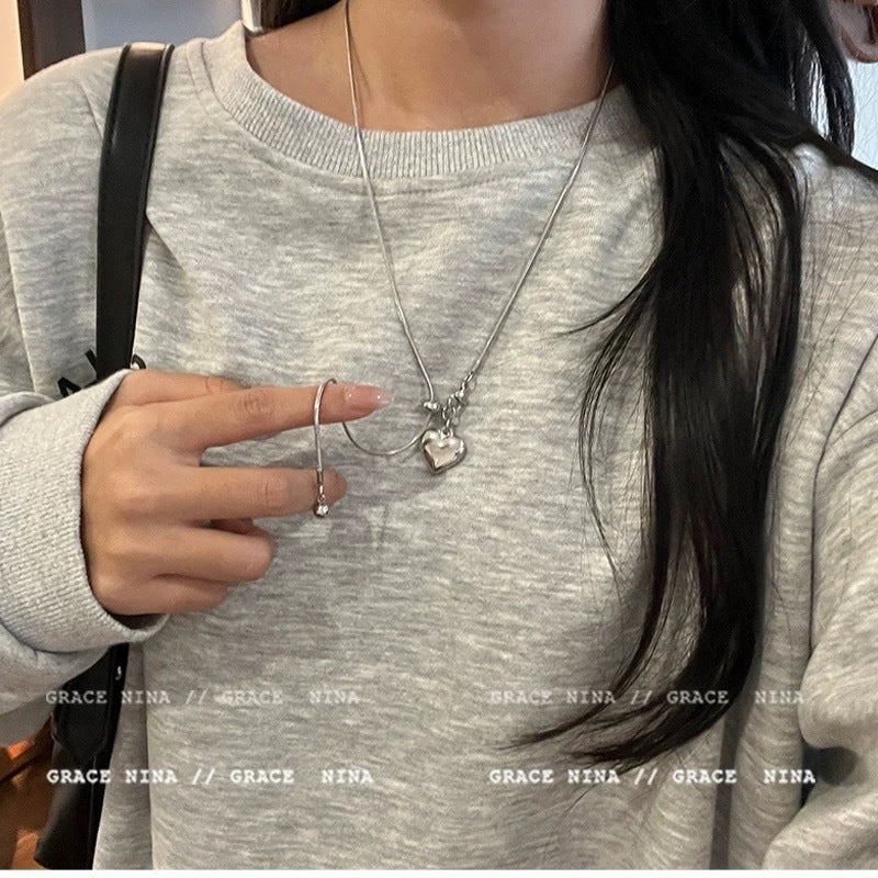 UNI-11974 - Classy Silver Heart - Necklace