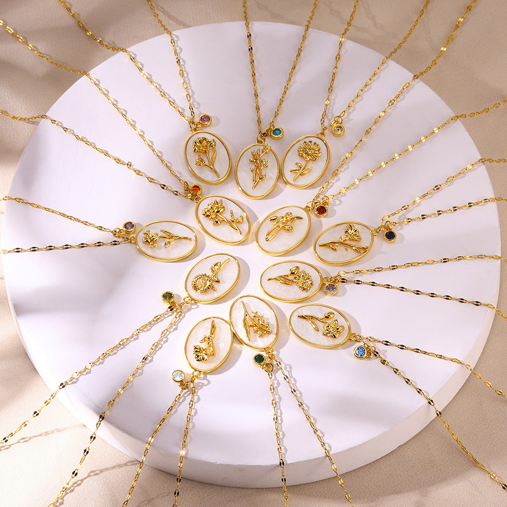 SS-12591 - Gold Flower Series Red - Necklace