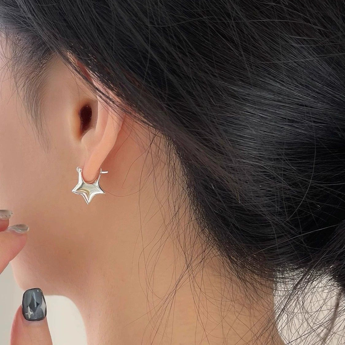 UNI-12245 - Gold Foil Star Silver - Earring