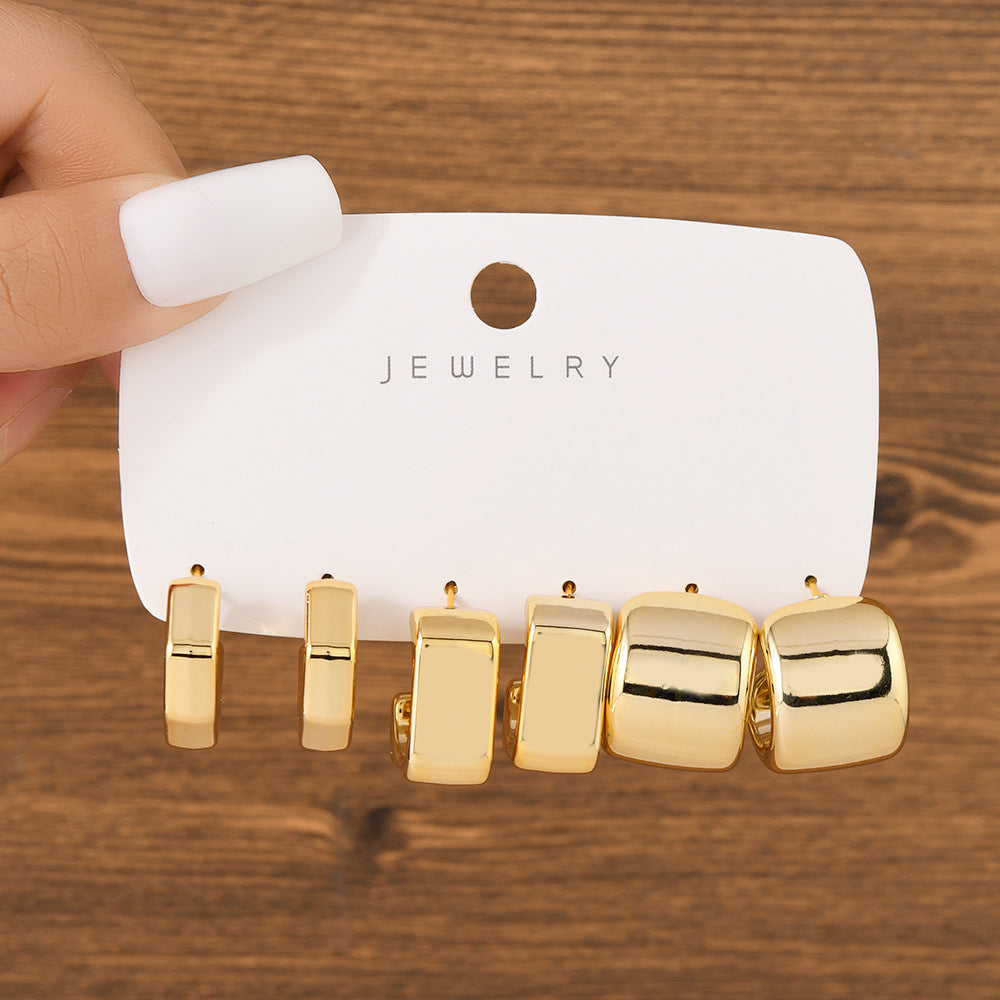 UNI-12023 - Gold Foil Series Hoop - Earrings Set Style 5