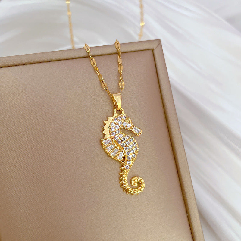 SS-12081 - Luxury Gold Sea Horse - Necklace
