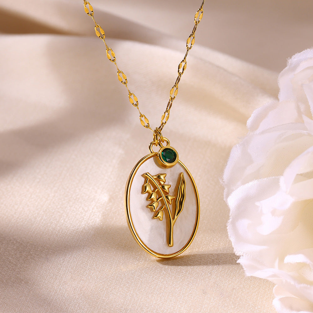 SS-12592 - Gold Flower Series Green - Necklace