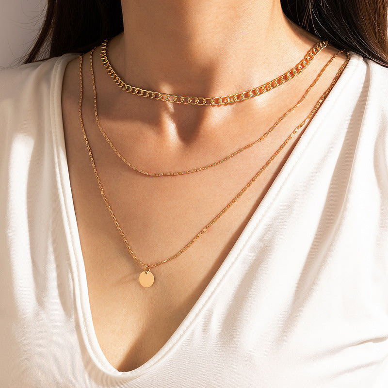 UNI-10153-1 - Layered 3 Gold - Necklace