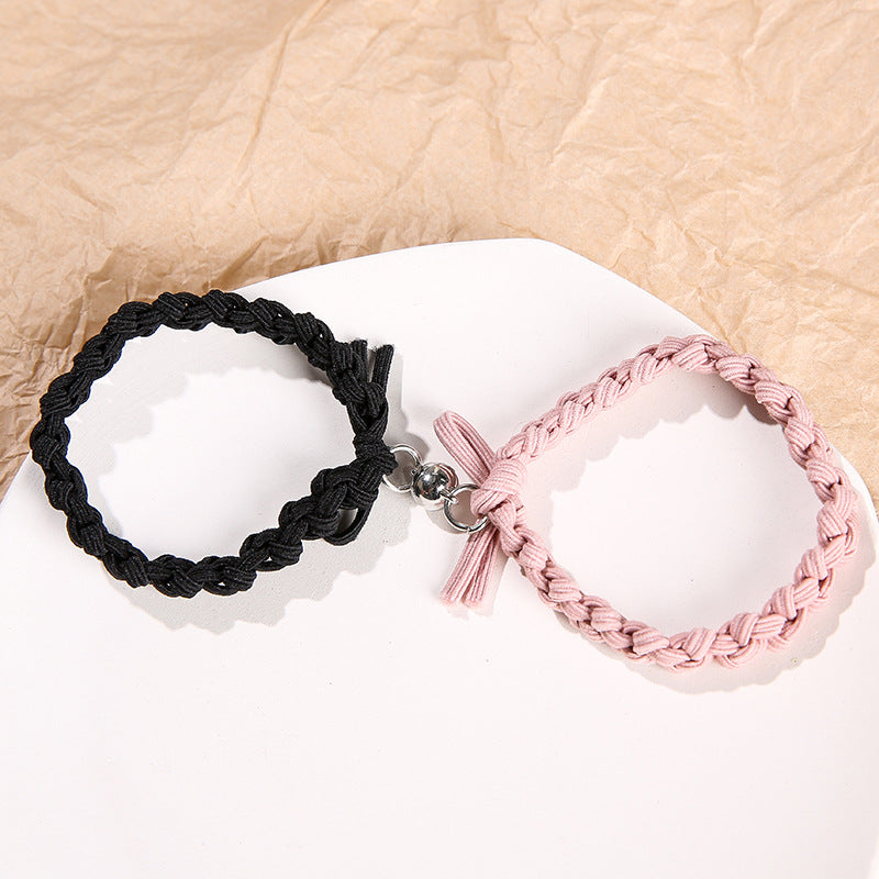 UNI-11733 - Black & Pink Elastic Magnetic - Bracelet Set