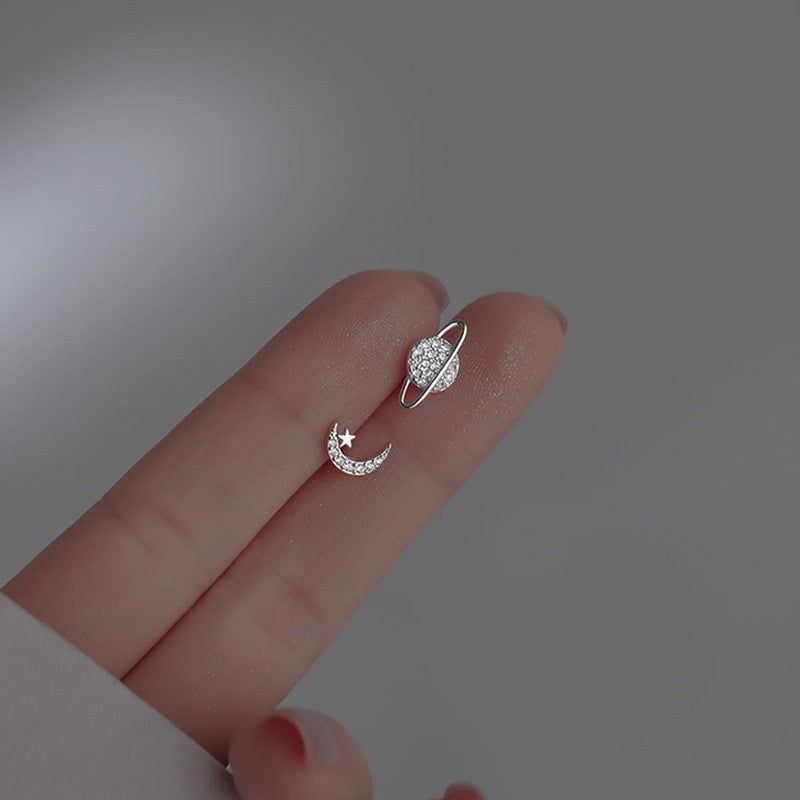 UNI-11242 - Moon Star & Planet Silver  - Ear Studs