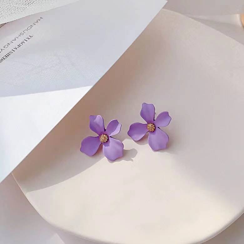 UNI-10897-7 - Purple Flower - Earring