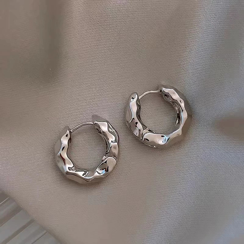 UNI- 11057-2 - Geometric Foiled Silver - Earring