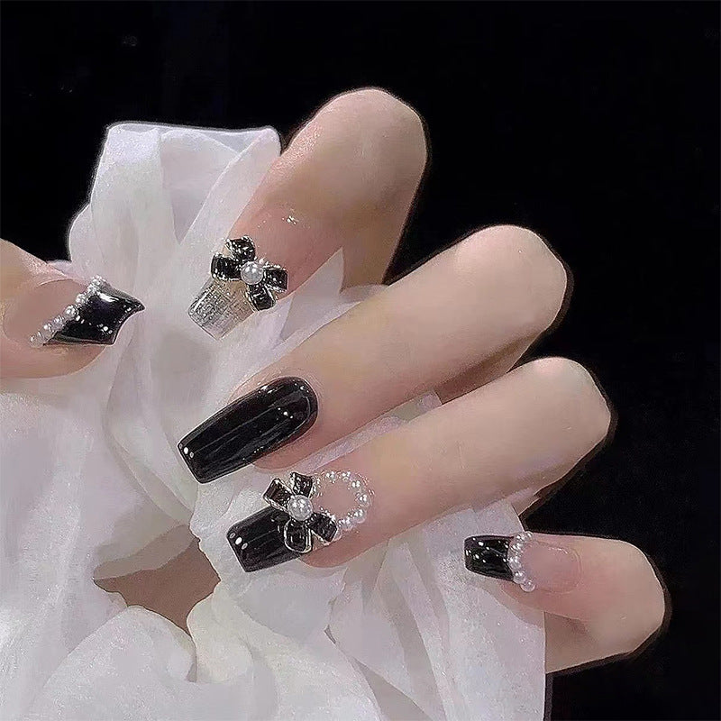 N-190 -  Bow & Pearl Fancy - Press On Nail Set Of 24