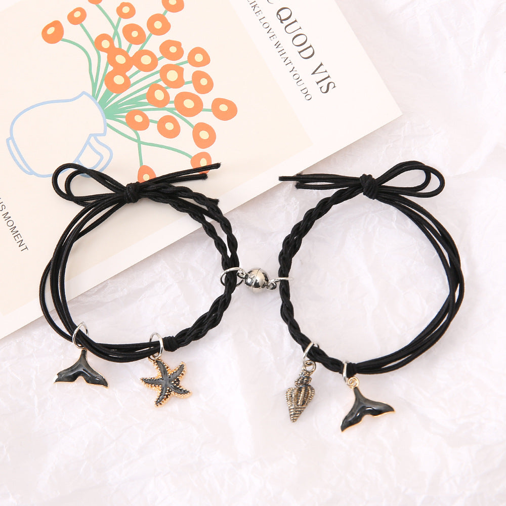 UNI-11806 - Mermaid Tail & Star Fish Black - Bracelet Set