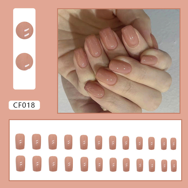N-240 -Peachy Shiny - Press On Nail Set Of 24 - Free 24 Pcs Sticker Sheet Included