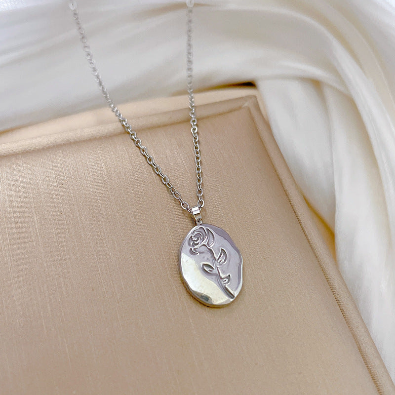 SS-12062 - Silver Plated Rose  - Necklace
