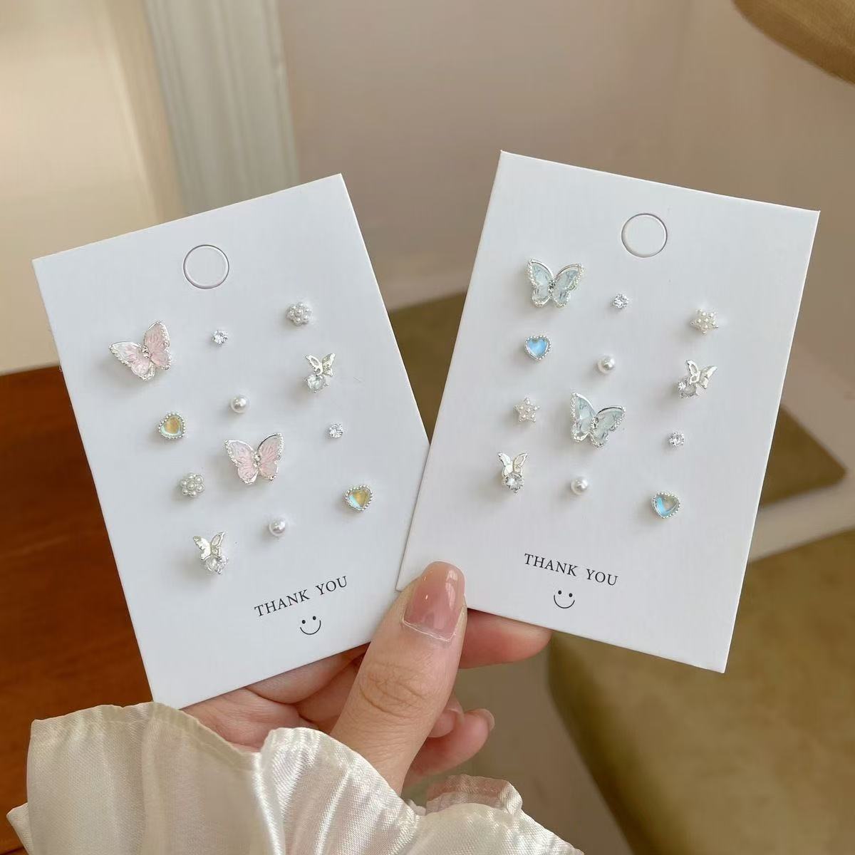 UNI-11900 - Blue Butterfly  & Cuties - Ear Studs Set Of 12