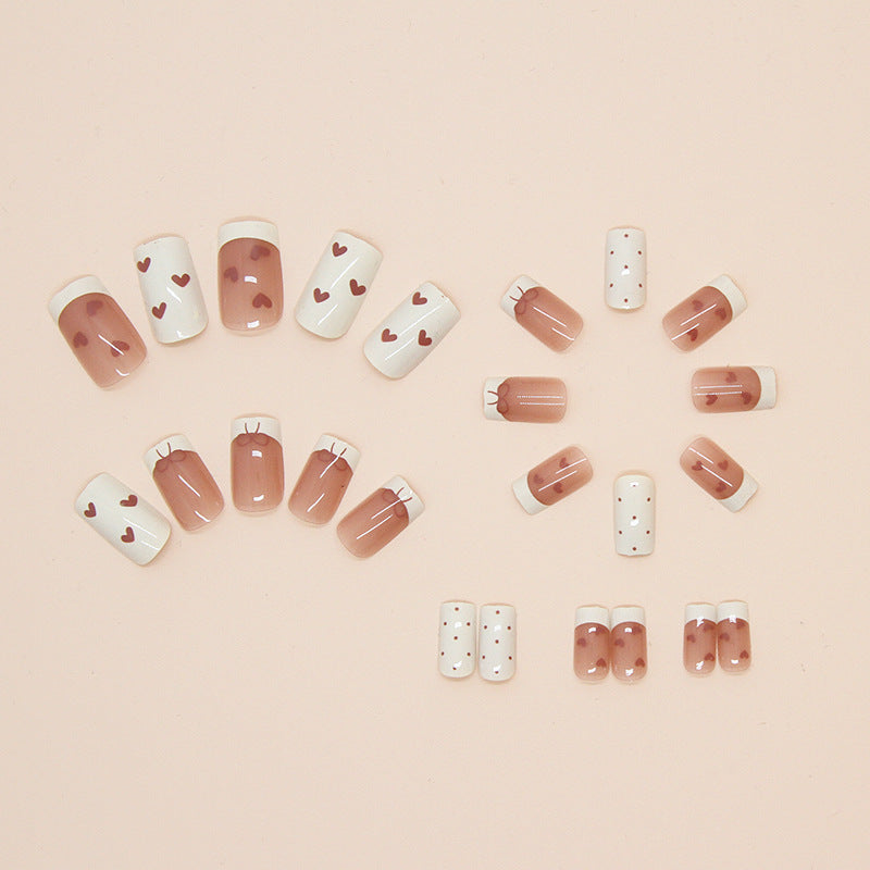 N-178 - Heart & Bows - Press On Nail Set Of 24